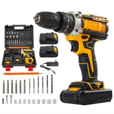 Cordless Brushless Impact Driver Hammer Drill Combo Kit with 2 Battery & Charger