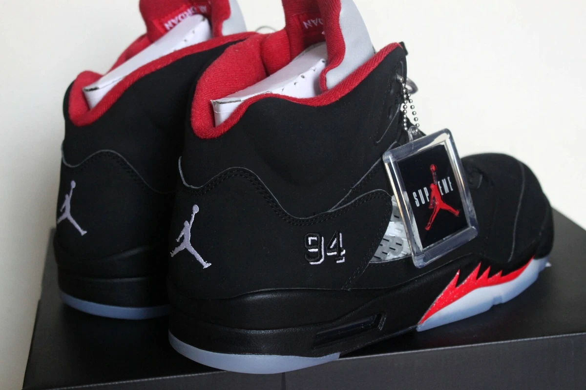 Get A Little Closer To The Supreme x Air Jordan 5 Black •