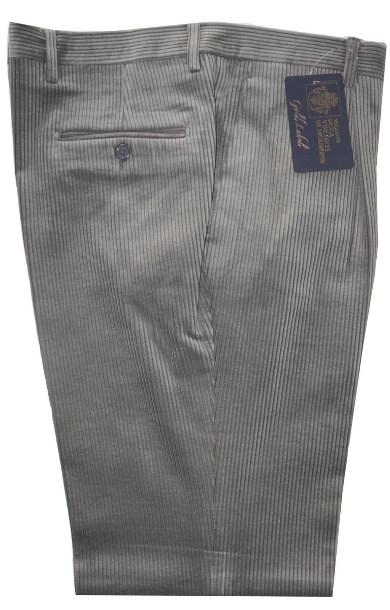 Pantaloni Classici In Velluto A Coste Duca VISCONTI By MODRONE – Modello Flexus Con Pence – Colore Grigio – Taglie Forti Dalla 46 Alla 62