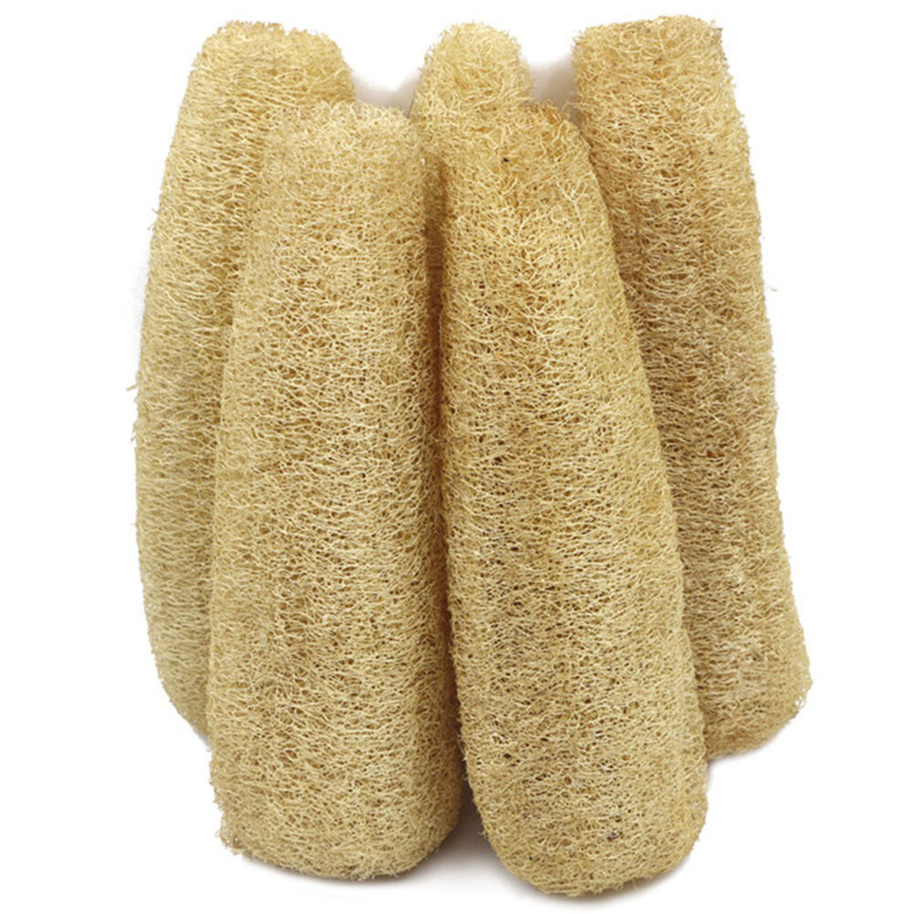 6 Stück Natürliche Luffa-Pads Zum Peelen – Bio-Dusche-Schwämme Mit Leinensack