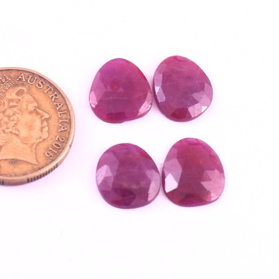 4Pcs Lot Genuine Ruby Rose Cut Unheated Gemstone 20Cts 12x15 To 12.5x14 MM #12