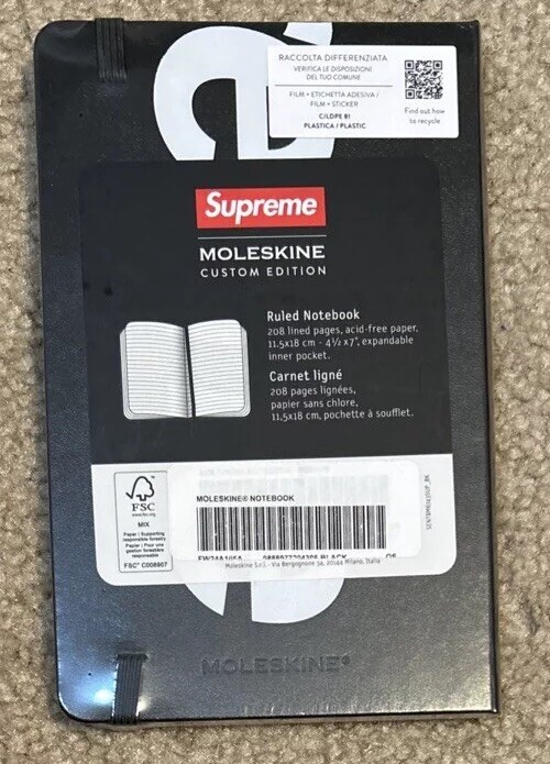 Supreme®/Moleskine® Notebook Moleskin Notebook Black | Kenshi Toronto | Kenshi
