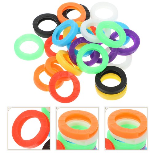 24PCS Bright Colored Coding Rings Key Tags Elastic Key Covers Key Caps ...