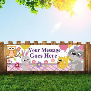 Custom Personalized Woodland Birthday Party Vinyl Banner With