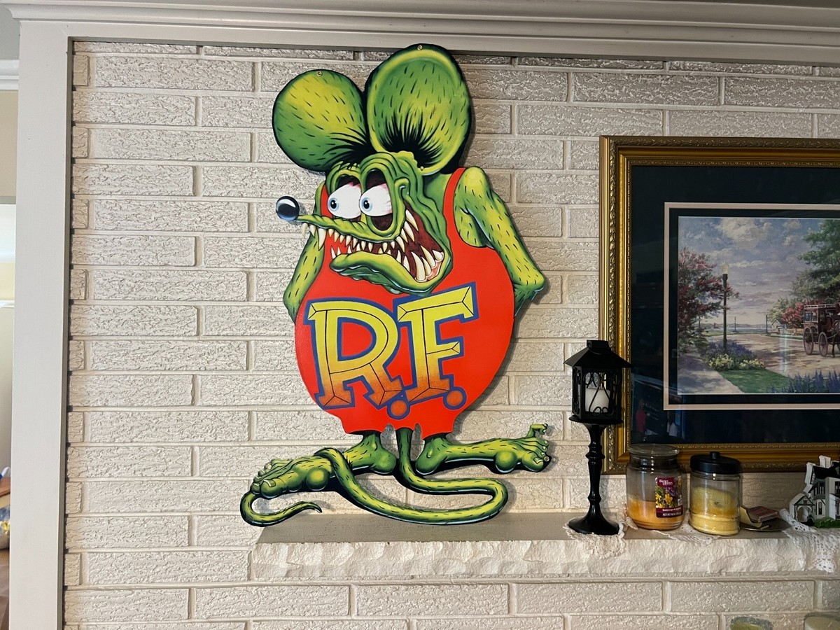 Ex Large Format Rat Fink Cut Out Steel Sign Ed Big Daddy Roth