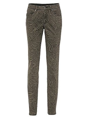 B.C. Damen Druckhose Hose Stretch Chinos Tiger-Muster oliv Kurzgr. 17 18 040155