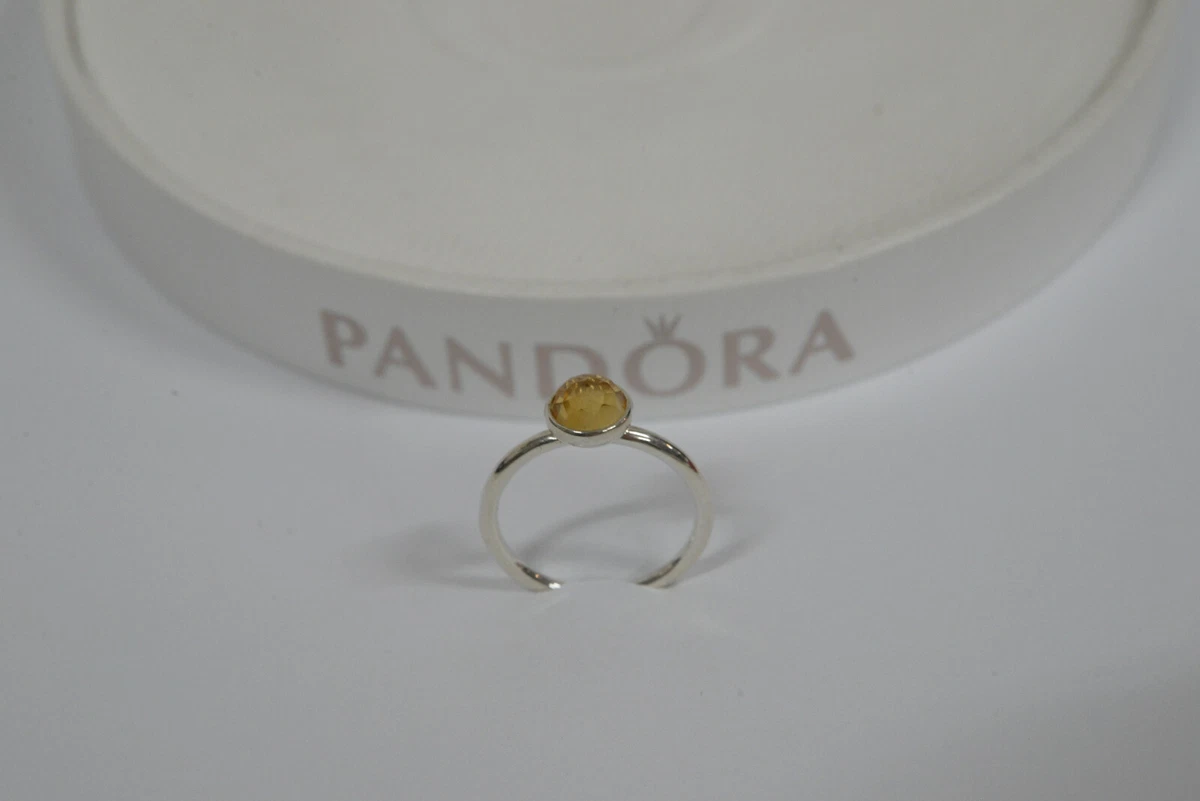 Pandora November Droplet Birthstone Ring Citrine Silver