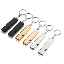 6pc Survival Emergency Double Tubes Whistles Keychain for Camping Hiking Outdoor