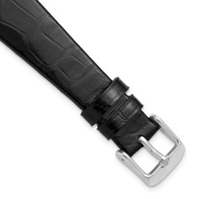 DeBeer 19mm Genuine Louisiana Alligator Flat Black Silver-tone Buckle Watch Band