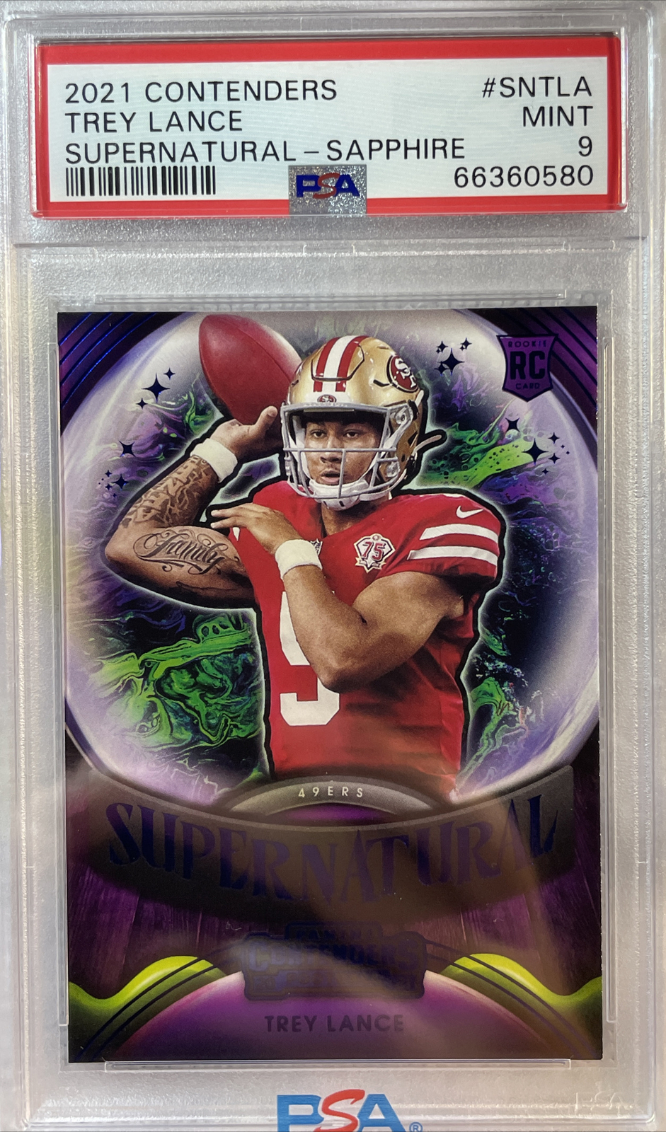 Trey Lance Panini Contenders Supernatural #SNTLA Sapphire