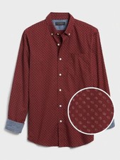 Banana Republic Men's Burgundy Wine Standard-Fit Soft-Wash Print Shirt
