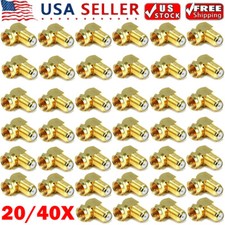 20/40x 90  Right Angle Gold Plated F RG59 RG6U Coaxial Coax Connector Adapter US