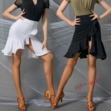 Latin Rumba Salsa Ruffles Dance Practice Skirt Cha Cha Paso Doble Ballroom Dress