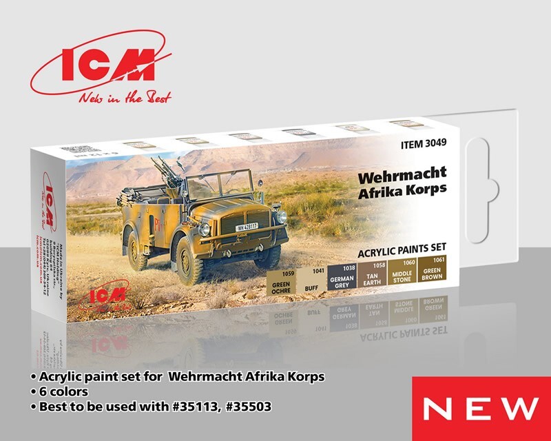 ICM Acrylic paints set for Wehrmacht Afrika Korps 3049 modellismo