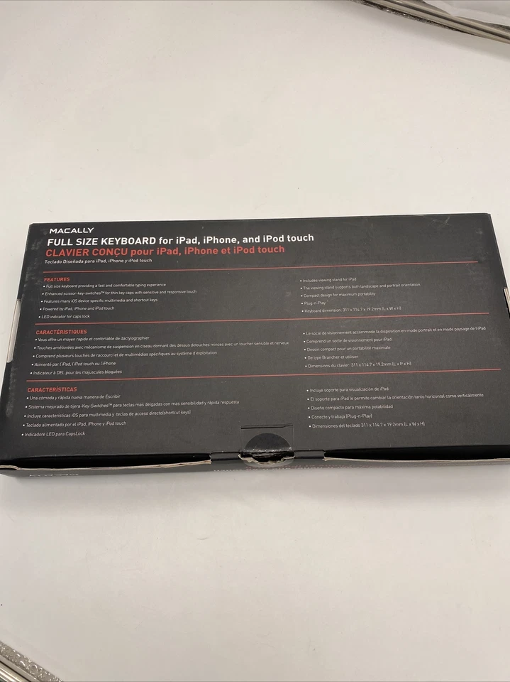 Macally Full Keyboard Lightning Connector iPad iPhone iPod (no stand) IKEYLTII - Image 4 of 4