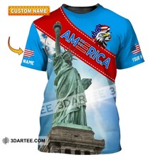 Custom Name Shirt - American Statue Of Liberty Sky Color 3D T-shirt L861