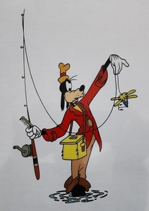 Disney Goofy Limited Edition Serigraph How to Fish Framed, Ships Free