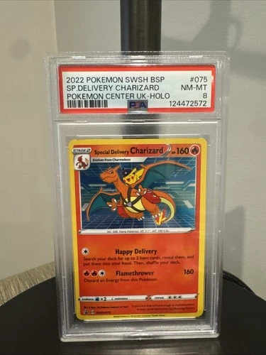 2022 Pokémon SWSH Pokemon Center Special Delivery Charizard Promo #075 PSA 8