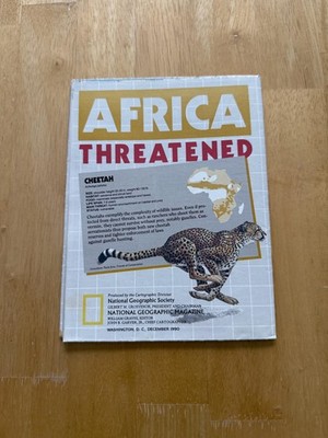 Vintage 1990 National Geographic Africa Map Africa Threatened Wildlife Poster