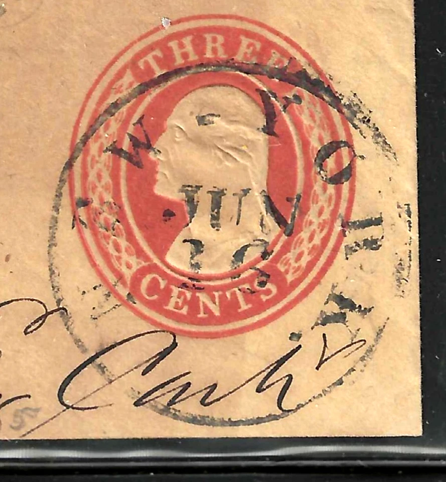 New York Untyped 3 Cent Washington Postal Stationary Corner 1850's US 81B51 - Image 2 of 2