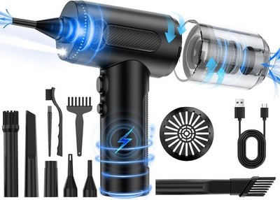 3 in 1 Compressed Air Duster/Pump & Wireless Vacuum Cleaner (VC016, Black)