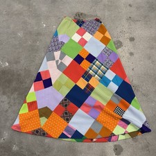 Vintage 70s Patchwork Skirt Medium Maxi Colorful Handmade Hippie Boho Unique Art
