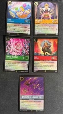 Lorcana Fabled Queen Sisu Alice Cursed Strength Set of 5 Promo Card Foils NM/M