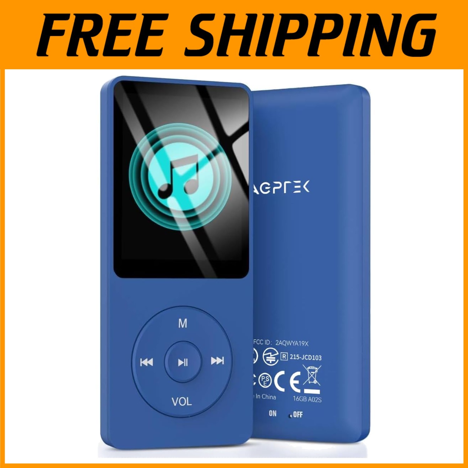 Lightweight Music Player, 70hr Playback, Dark Blue
