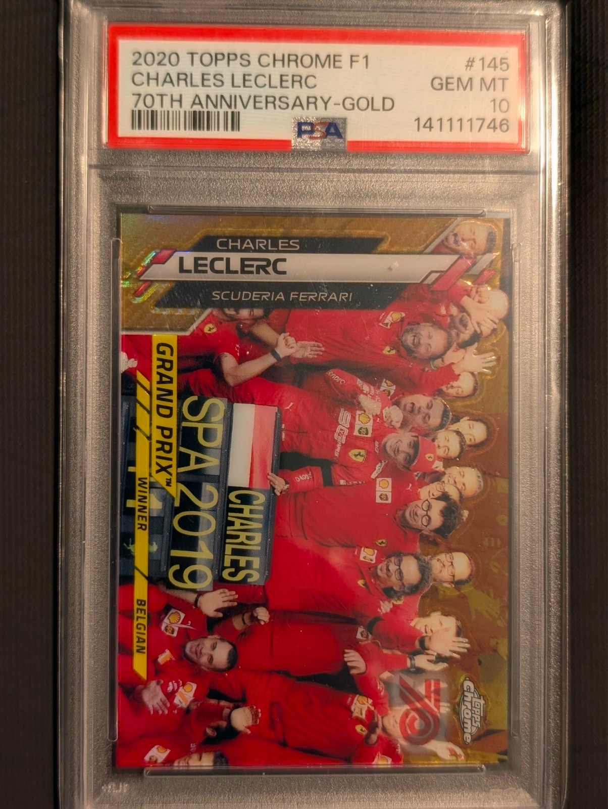 2020 Topps Chrome F1 Charles Leclerc 70th Anniversary Gold PSA 10 view 1