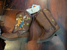 Toy Story Cowboy Boots Kids Size 5 NEW NO BOX Brown Features WOODY Zipper Pull