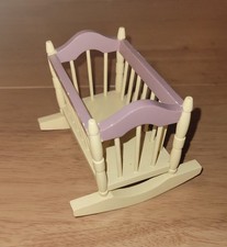 1:12 Scale Dolls House Miniature Wooden Cot, Baby Bed, Rocking Crib.