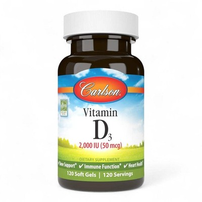 Carlson Vitamin D3 2000 IE 50mcg - 120 Weichkapseln Knochen-, Immun- & Herzgesundheit