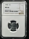 1943 1C  Lincoln Wheat One Cent NGC MS66   8699719-018
