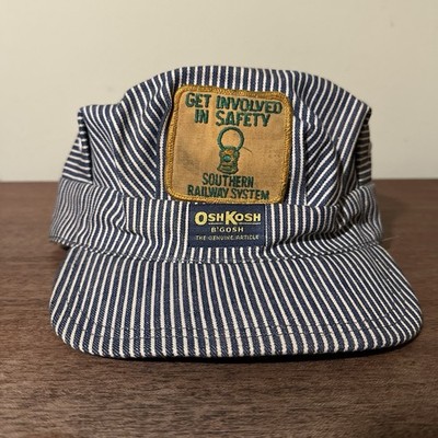 Oshkosh B  Gosh Men s Train Engineer Railroad SnapBack Hat Retro Stripe Cap