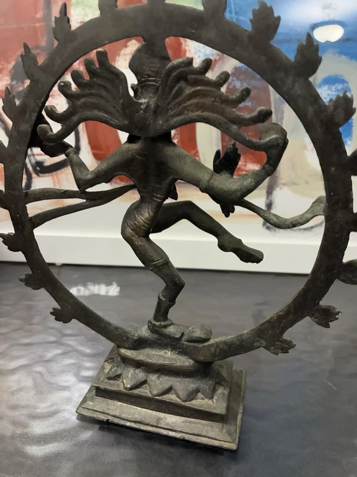 "Estatua de anillo de fuego Diety Natraj de latón fundido indio vintage/antigua 8 1/2""" Foto 2 de 4