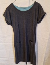 Weird Fish Women’s Shift Dress Geometric Pattern Midi Grey Viscose UK 12