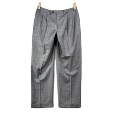 Chaps Dress Pants Mens 36x32 Gray Wool Pleated Corpore Office Career Academia