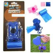 Waste Pick Up Poop Bags Bone Shape Pet Dog Cat Dispenser Refill Roll Clean Up