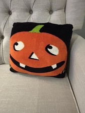 VTG Halloween Pumpkin Pillow Fall  Jack-O-Lantern Holiday Season Decor Fleece