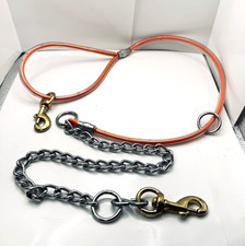 5-FT ORANGE Cable  Chain SS Dog Leash Lead Heavy Duty Waterproof Brass Snaps