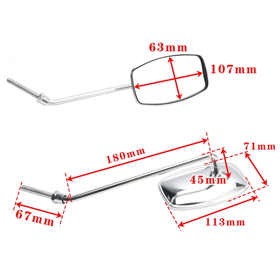 Mirror Set Fits Honda CA100 CA110 CA200 CM90 CM91 C65 C50 C70 C90 C100 C110 C102 - Imagem 2 de 4