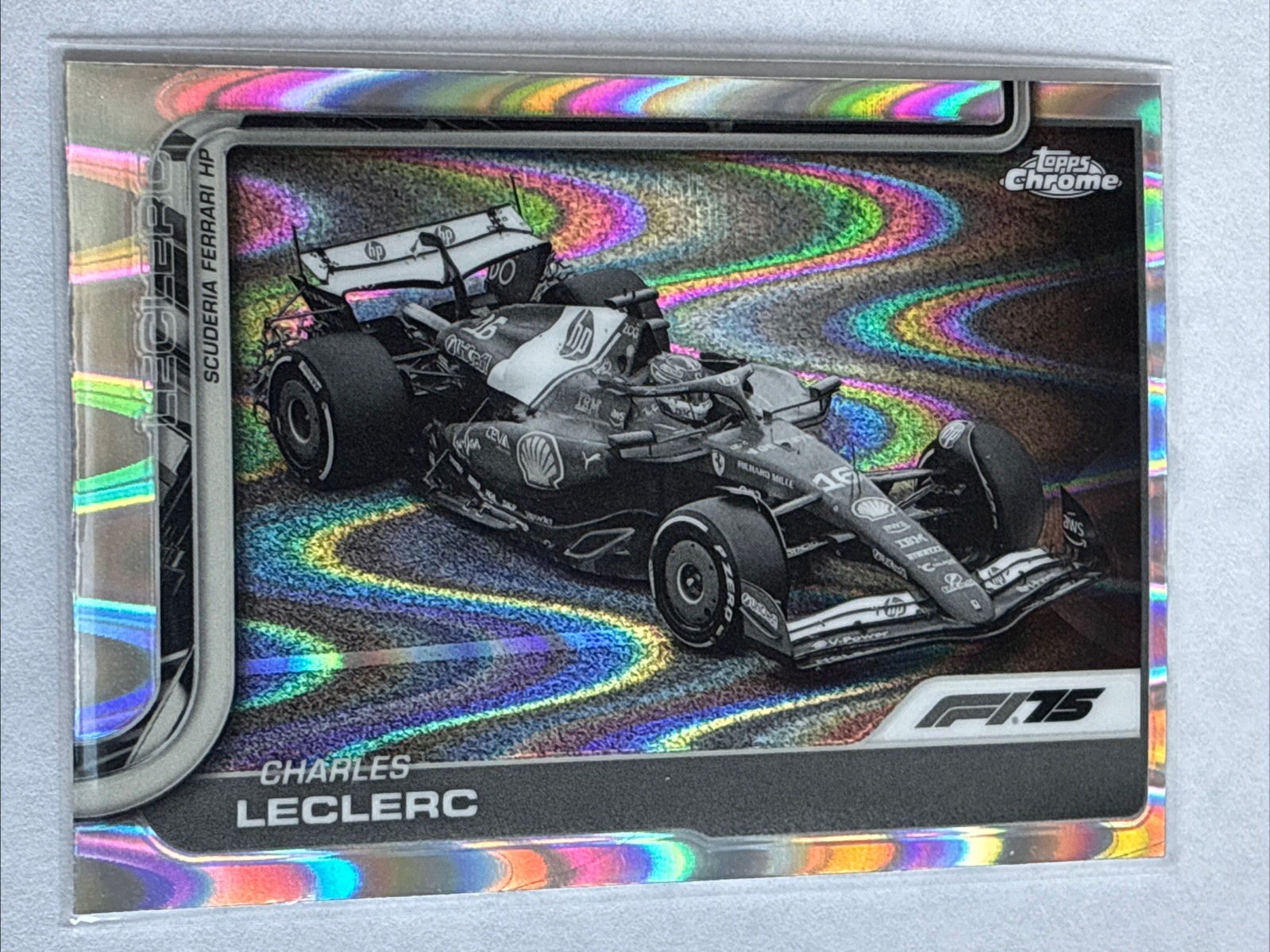 2024 Topps Chrome Formula 1 Black & White Raywave Refractor #75 Charles Leclec