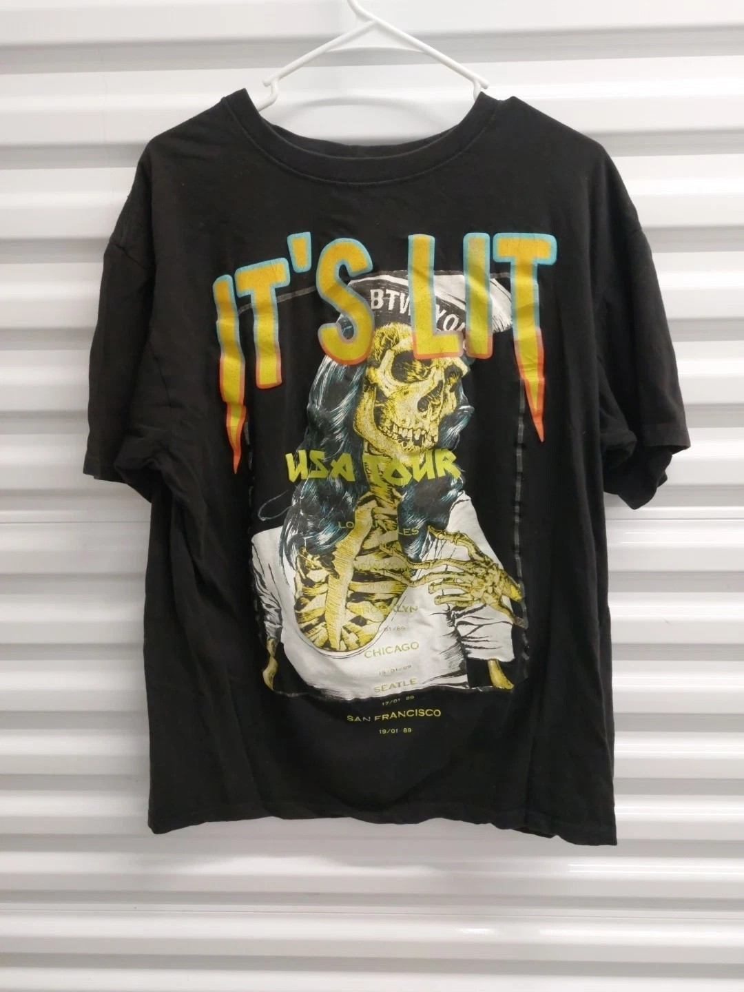Vtg It's Lit Band 1989 USA Tour Concert Tee Black S-5XL Shirt BL2179