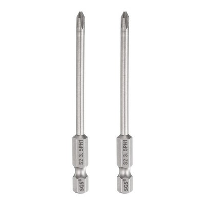 2pcs PH1 Phillips Screwdriver Bit 1/4'' Hex Shank 3.15'' Long 0.14'' Rod Magnetic