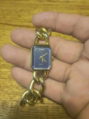 GRUEN 236-Y121 Gold Tone Gold Tone Black Dial Women's Watch (works perfect)