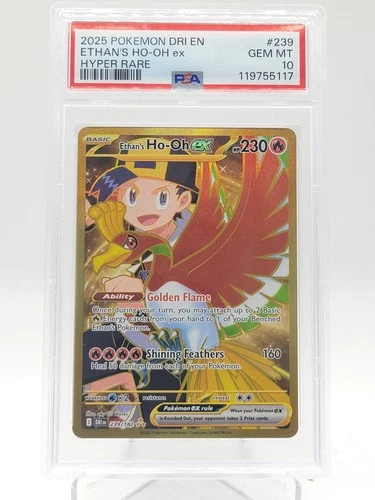 ETHAN'S HO-OH EX 2025 POKEMON DESTINED RIVALS HYPER RARE #239 PSA 10 Q0895