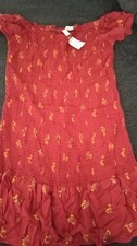 Tillys new with tags red and gold smocked mid dress size M