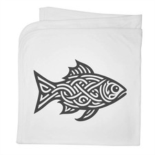 'Celtic Fish' Cotton Baby Blanket / Shawl BY00041429 