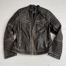 Vintage Real Leather Genuine Leather Jacket Womens Medium Brown Distressed Moto