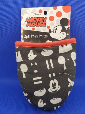 #ad Disney Mickey Mouse Black Parts Oven Mitts 2pk Mini Mitts Kitchen Gloves Set $11.98